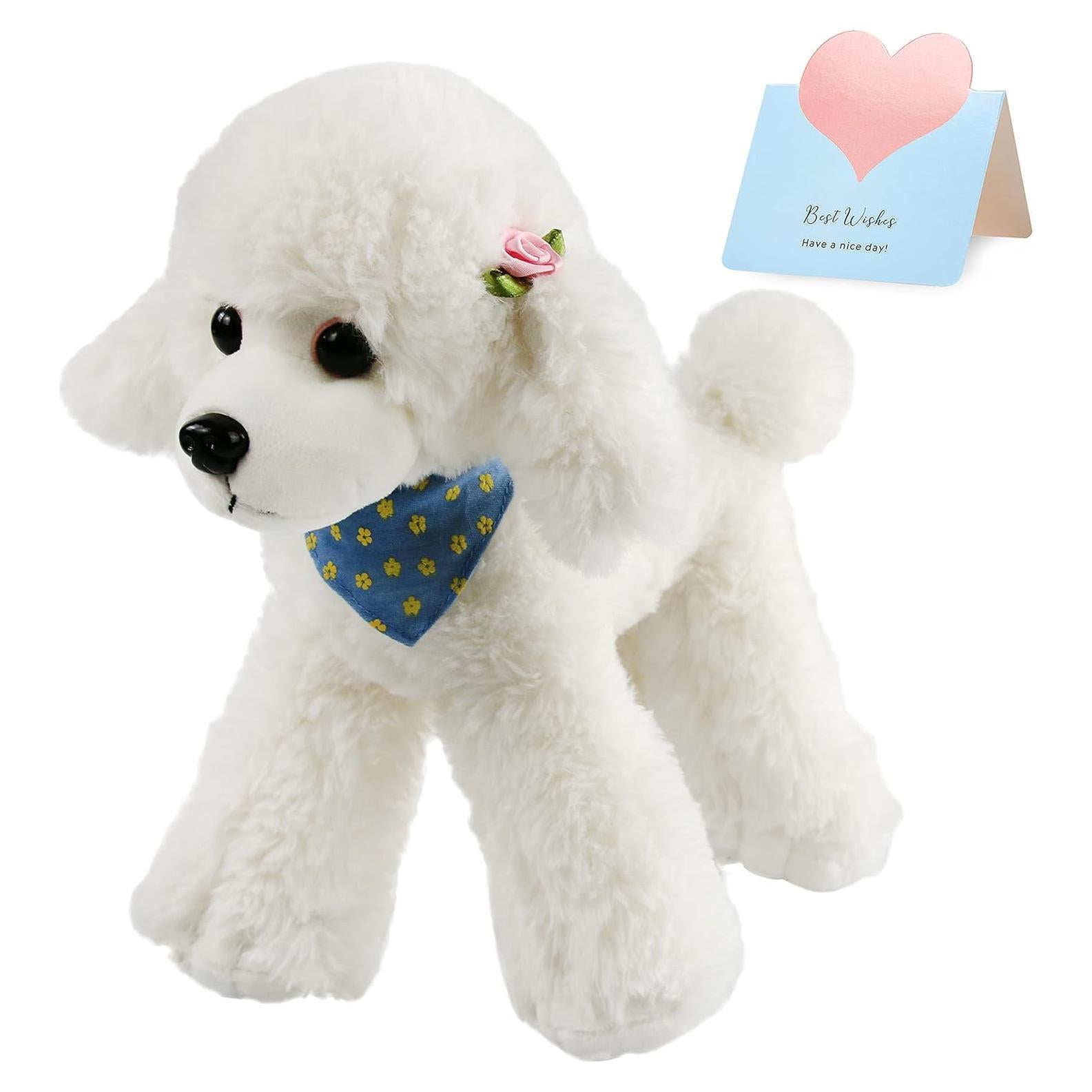 Peluche Perrito Poodle Blanco Athoinsu 30 cm Suave y Realista