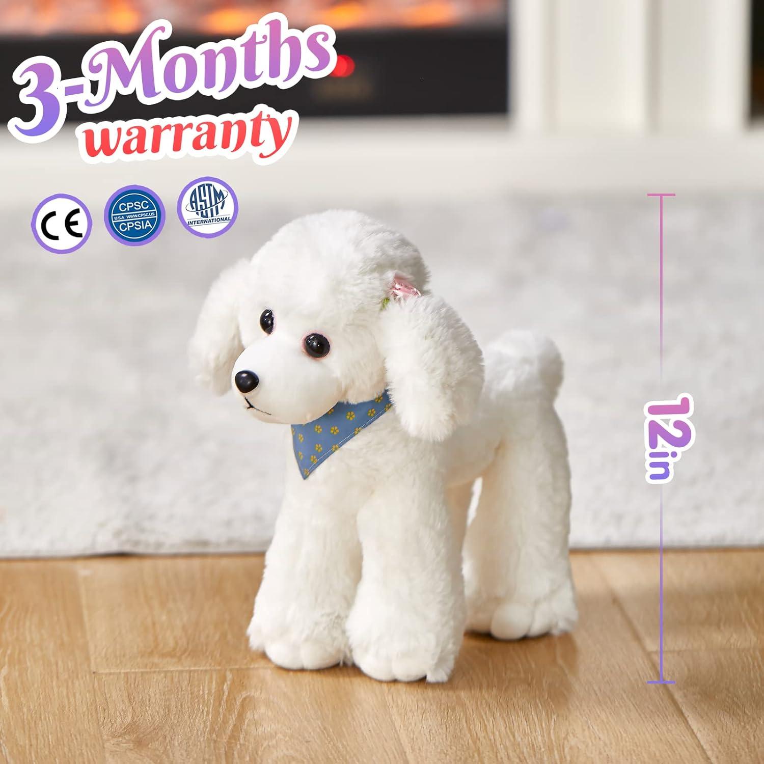 Peluche Perrito Poodle Blanco Athoinsu 30 cm Suave y Realista