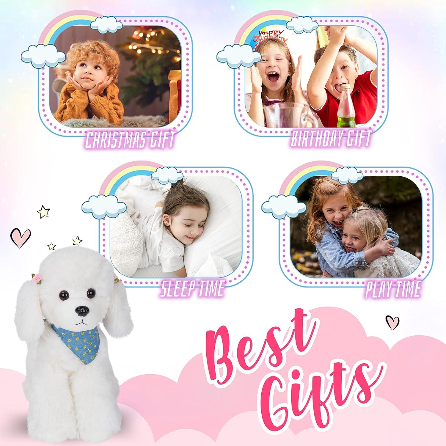 Peluche Perrito Poodle Blanco Athoinsu 30 cm Suave y Realista