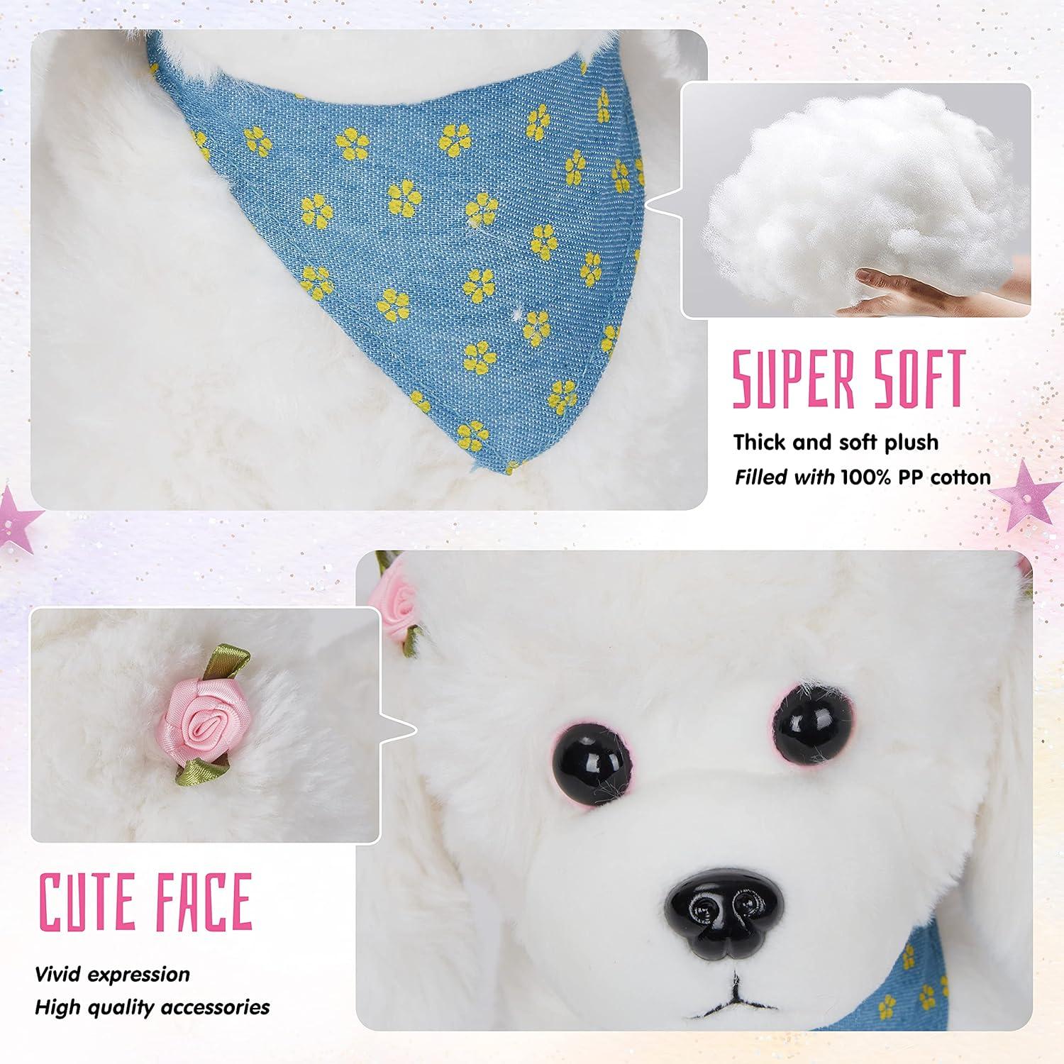 Peluche Perrito Poodle Blanco Athoinsu 30 cm Suave y Realista