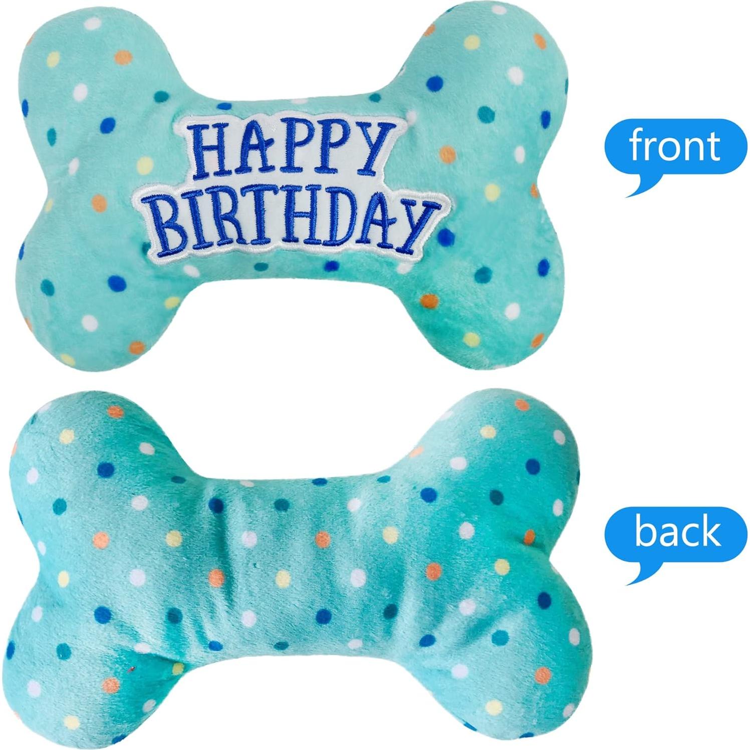 Juguete de Cumpleaños para Perros LotFancy Hueso Squeaky
