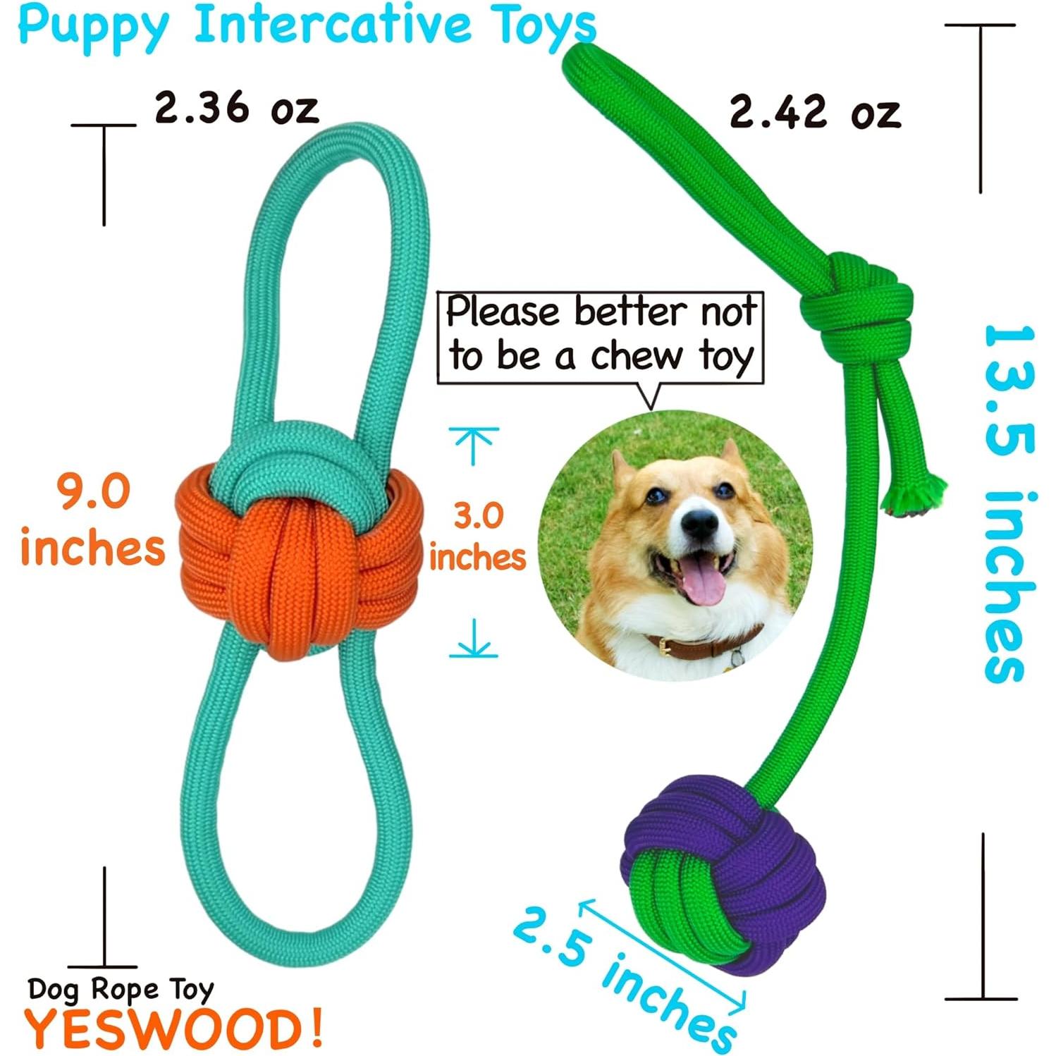 Juguete para Perros Pequeños Yeswood con Cuerda y Bola 34cm