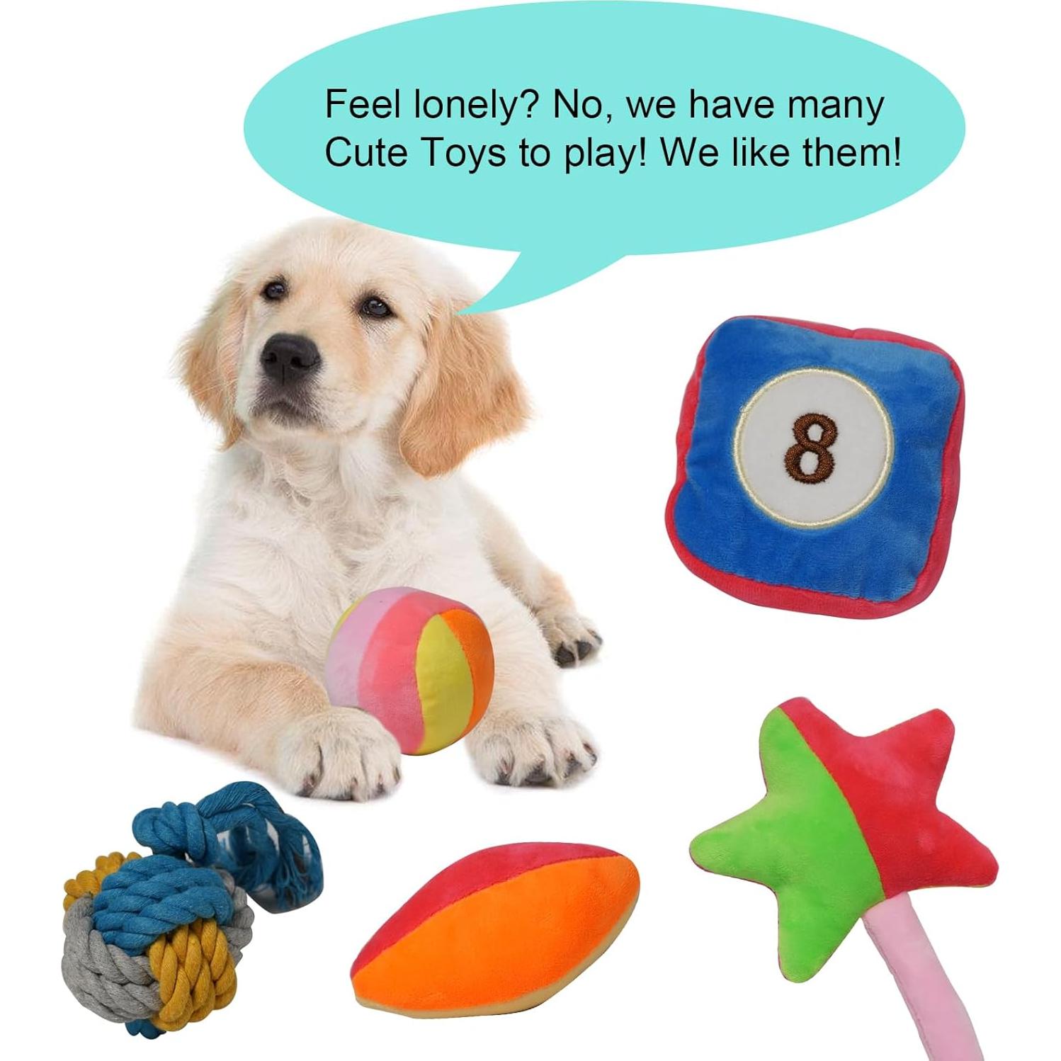 Juguetes para Perros QM - Paquete de 15, Peluche y Cuerda