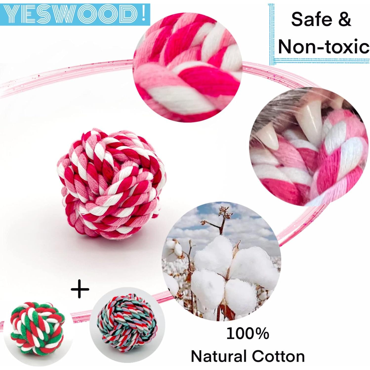 Pelotas de Cuerda para Perros Pequeños YESWOOD - Paquete de 3