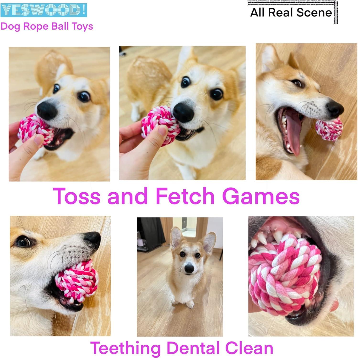 Pelotas de Cuerda para Perros Pequeños YESWOOD - Paquete de 3