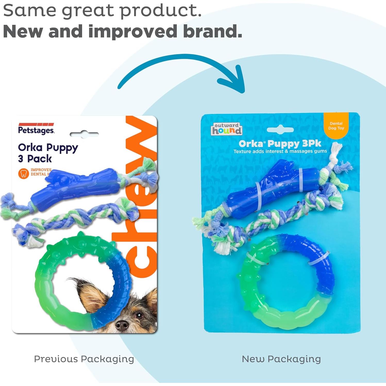 Juguetes de Masticación Dental Orka Puppy Outward Hound - 3 Piezas