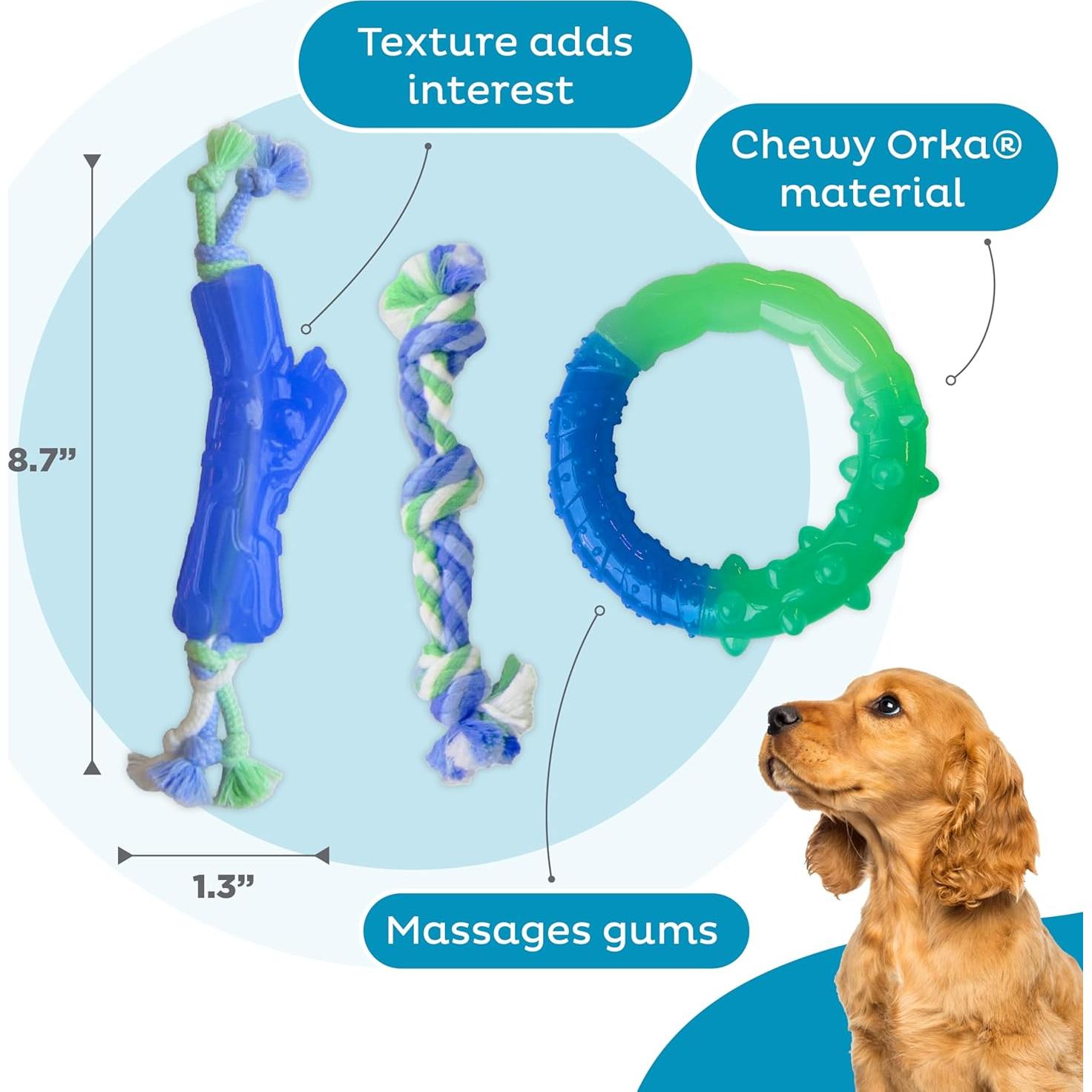 Juguetes de Masticación Dental Orka Puppy Outward Hound - 3 Piezas