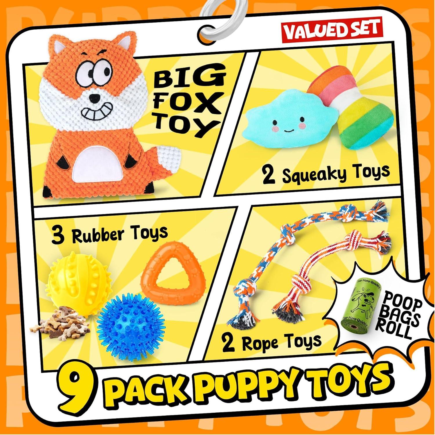 Paquete de 9 Juguetes para Cachorros Zeaxuie - Masticar y Dentición