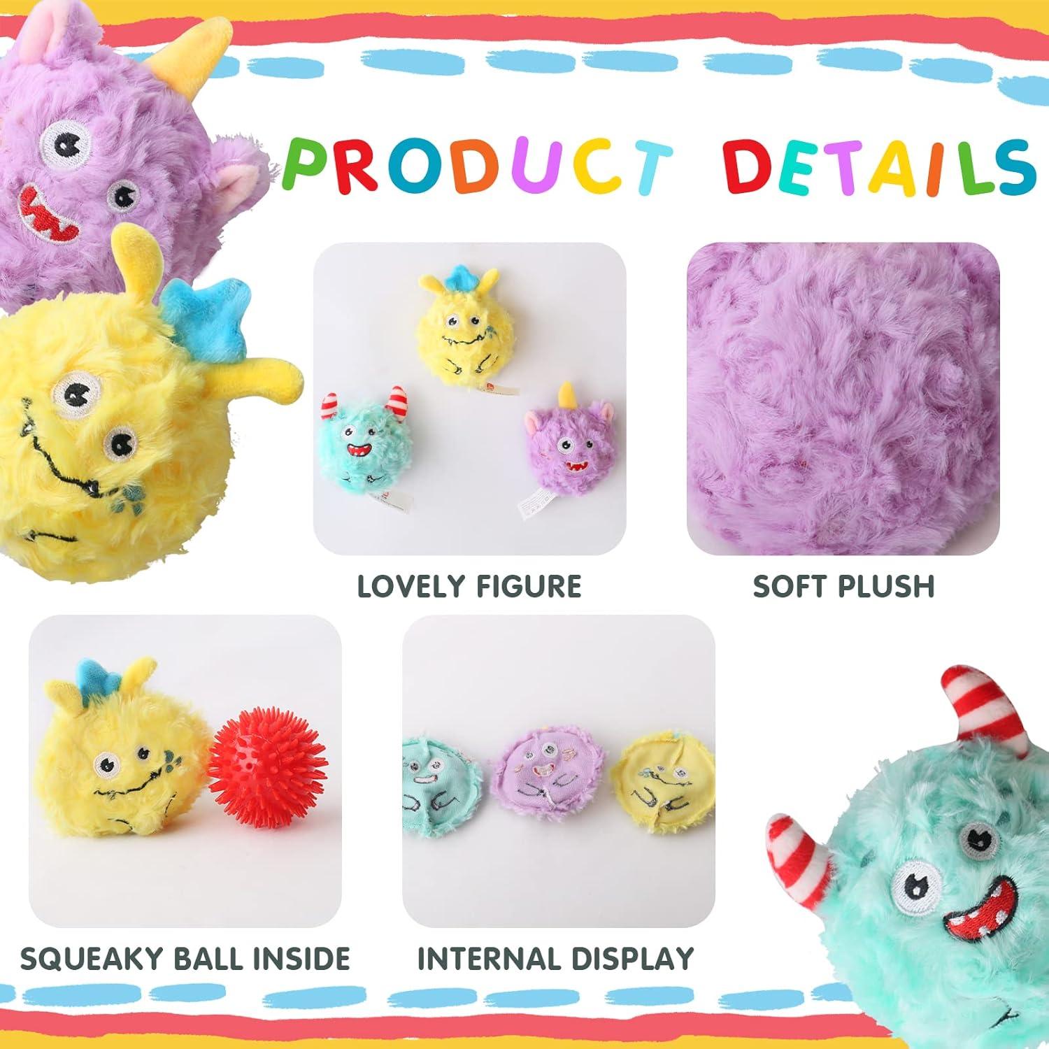 Set de 3 Pelotas Squeaky DKING para Perros Pequeños y Medianos