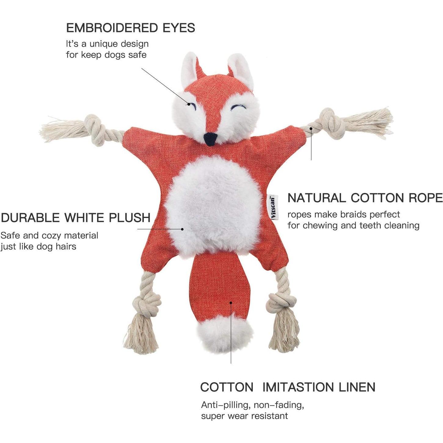 Juguete para Perro Zorro Vitscan con Squeaker y Cuerda 27cm