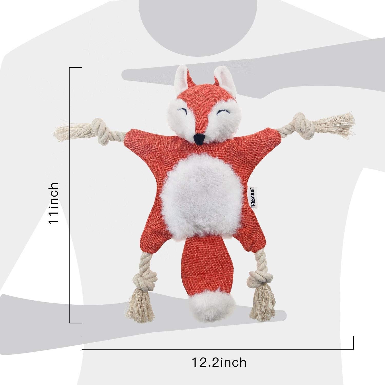 Juguete para Perro Zorro Vitscan con Squeaker y Cuerda 27cm