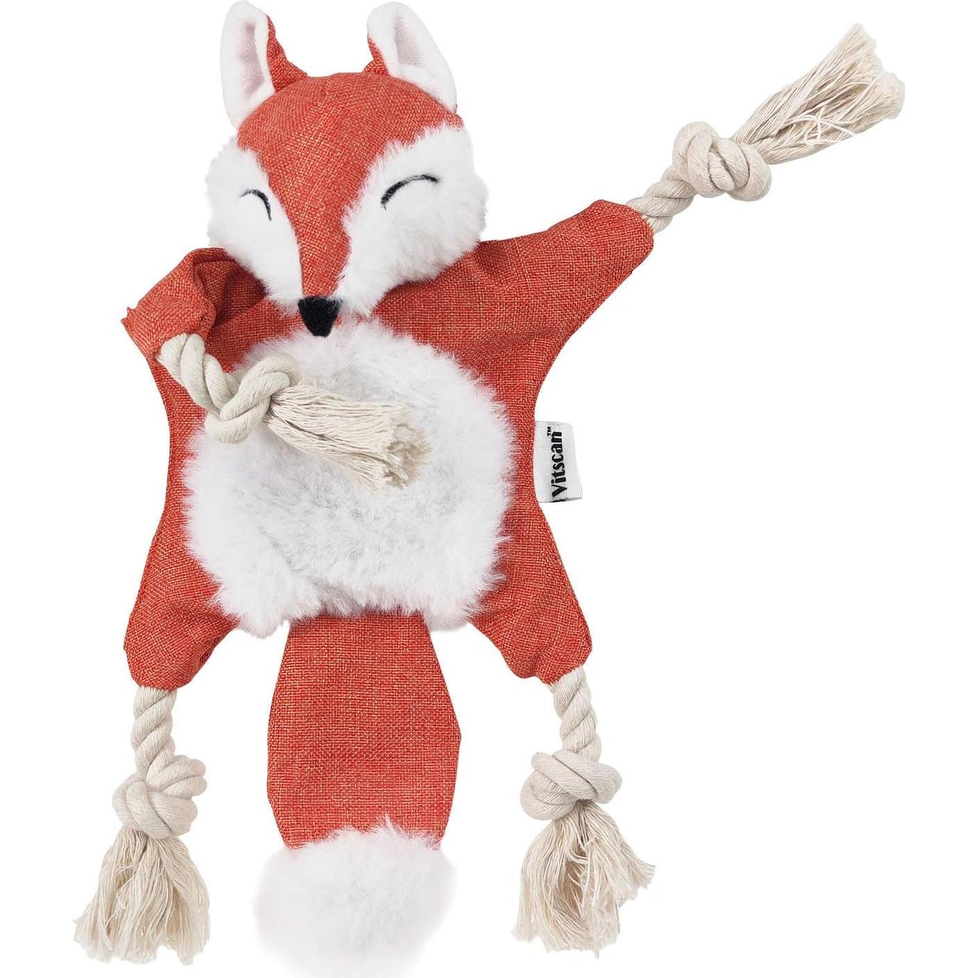 Juguete para Perro Zorro Vitscan con Squeaker y Cuerda 27cm