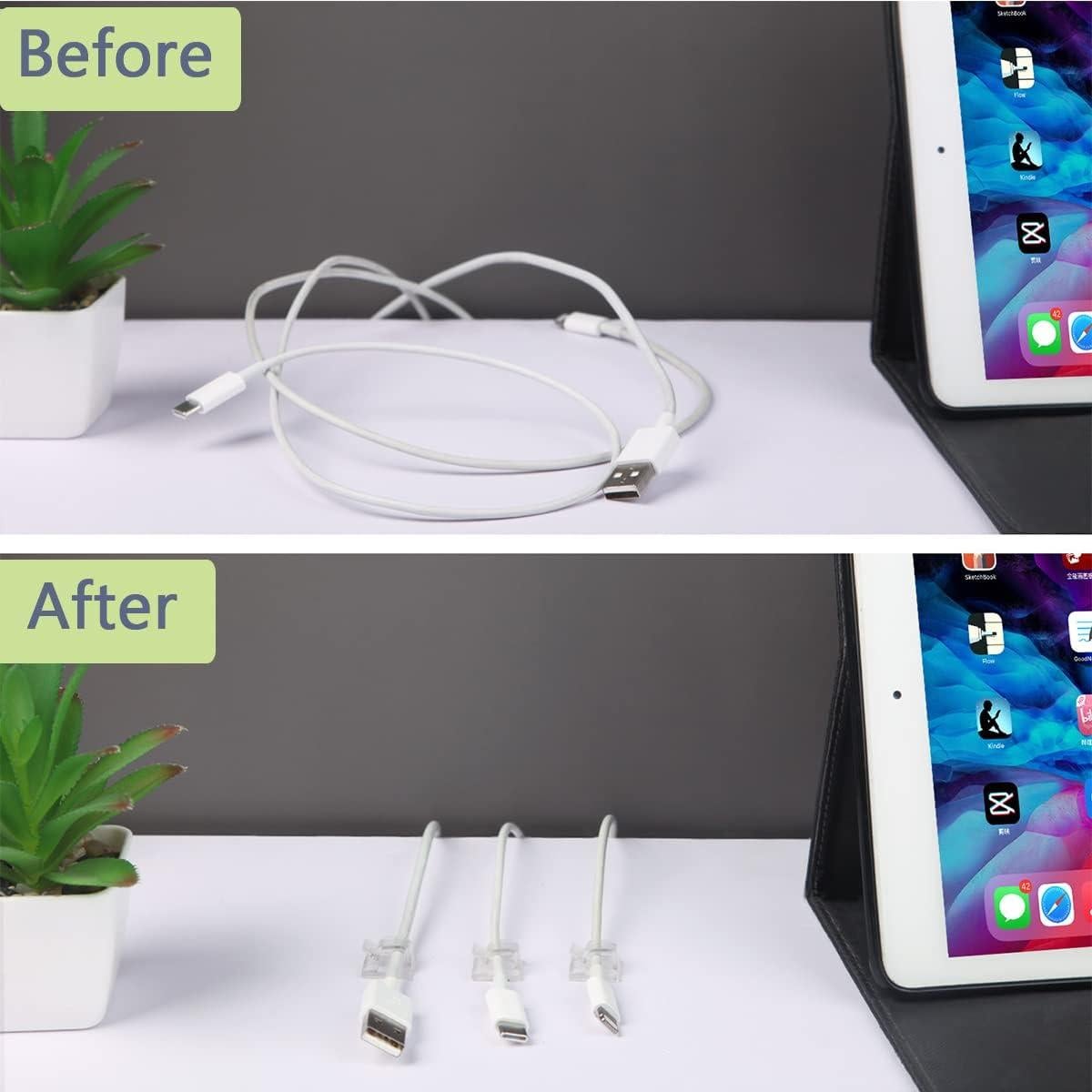 60 Clips de Cable Adhesivos KGROTE para Organización