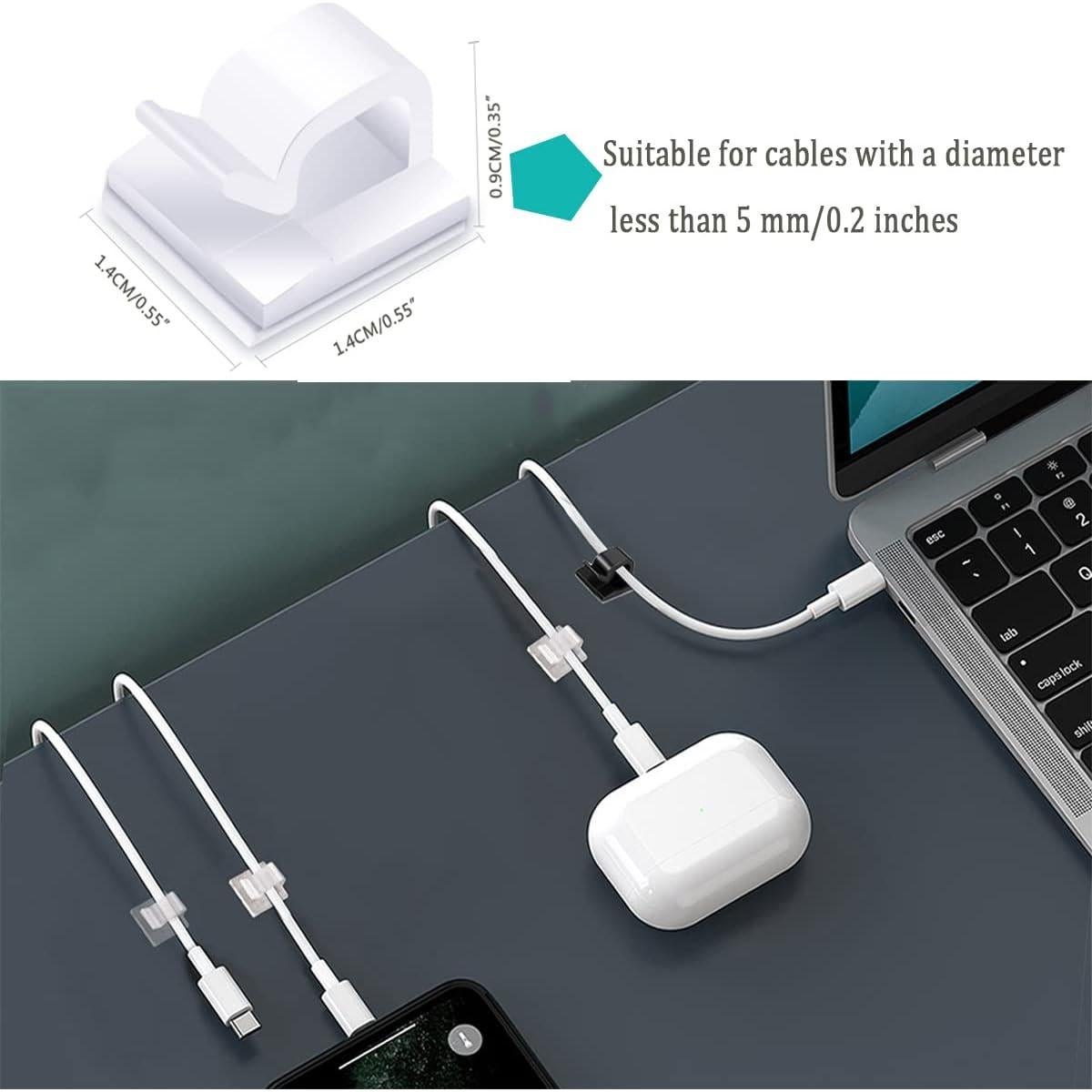 60 Clips de Cable Adhesivos KGROTE para Organización