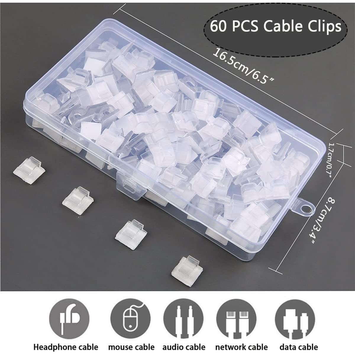 60 Clips de Cable Adhesivos KGROTE para Organización