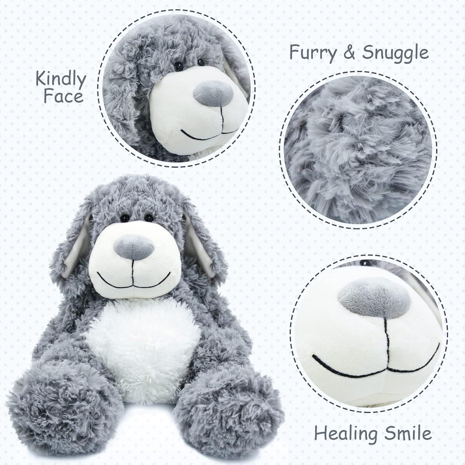 Juguete de Peluche Perro Cachorro Sonriente WEIGEDU 45 cm Gris