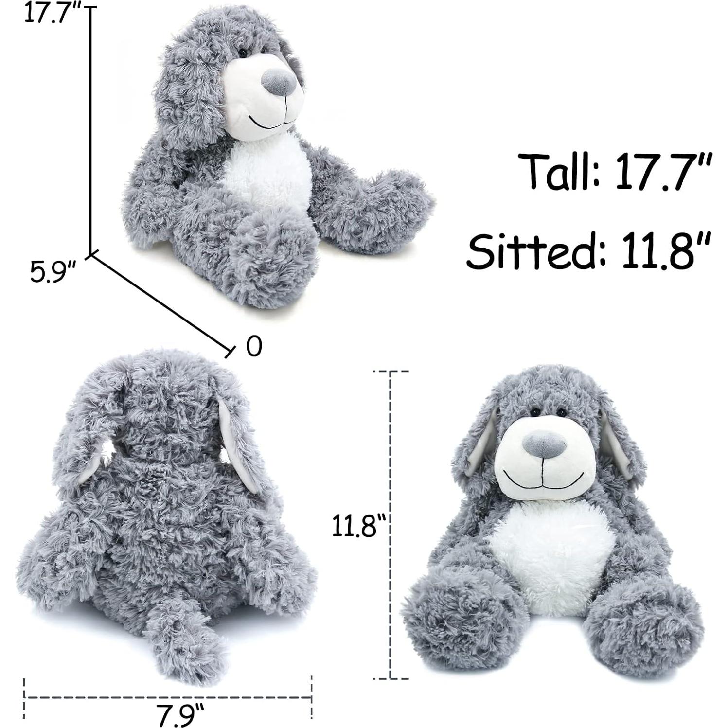 Juguete de Peluche Perro Cachorro Sonriente WEIGEDU 45 cm Gris