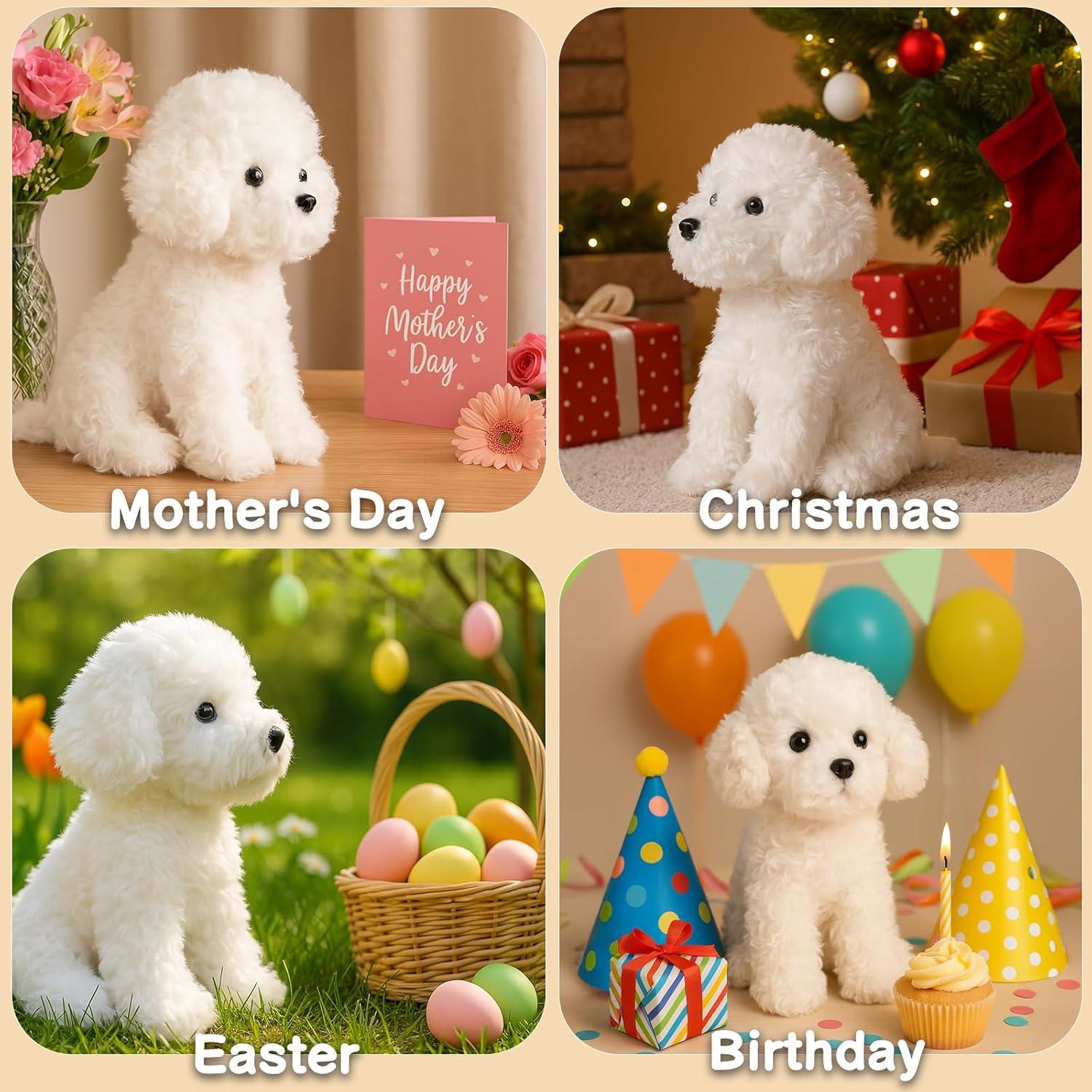 Perro de Peluche Poodle Blanco WEIGEDU 32 cm Juguete Infantil