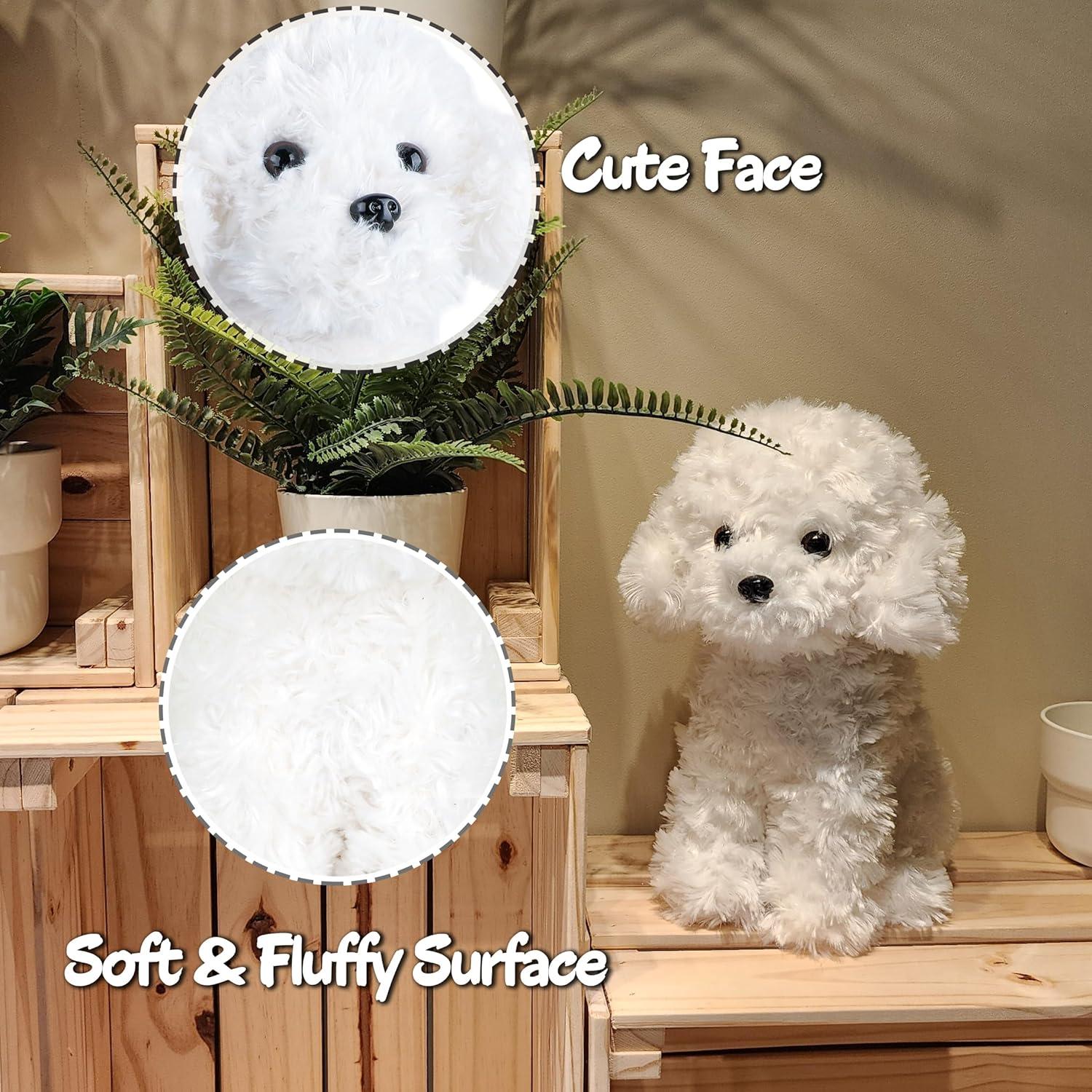Perro de Peluche Poodle Blanco WEIGEDU 32 cm Juguete Infantil