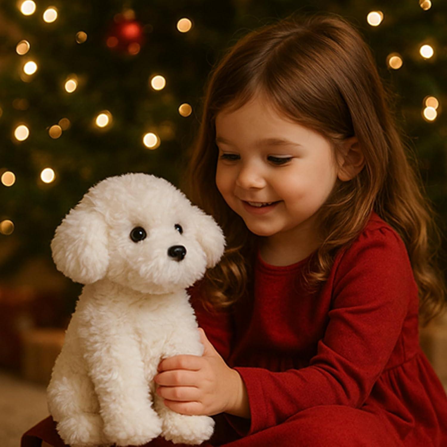 Perro de Peluche Poodle Blanco WEIGEDU 32 cm Juguete Infantil