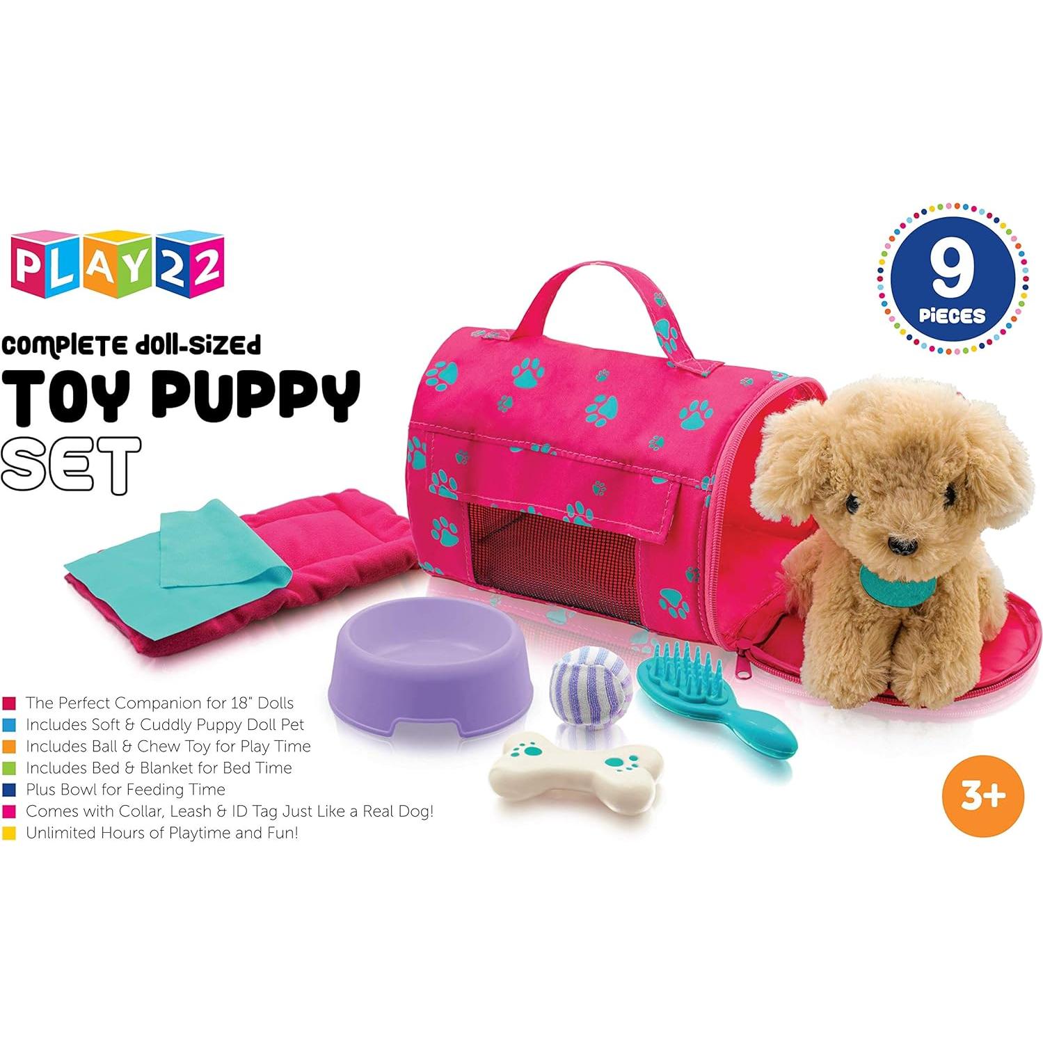 Juego de Muñeca de Peluche Play22 con Perro y Accesorios 9 PCS
