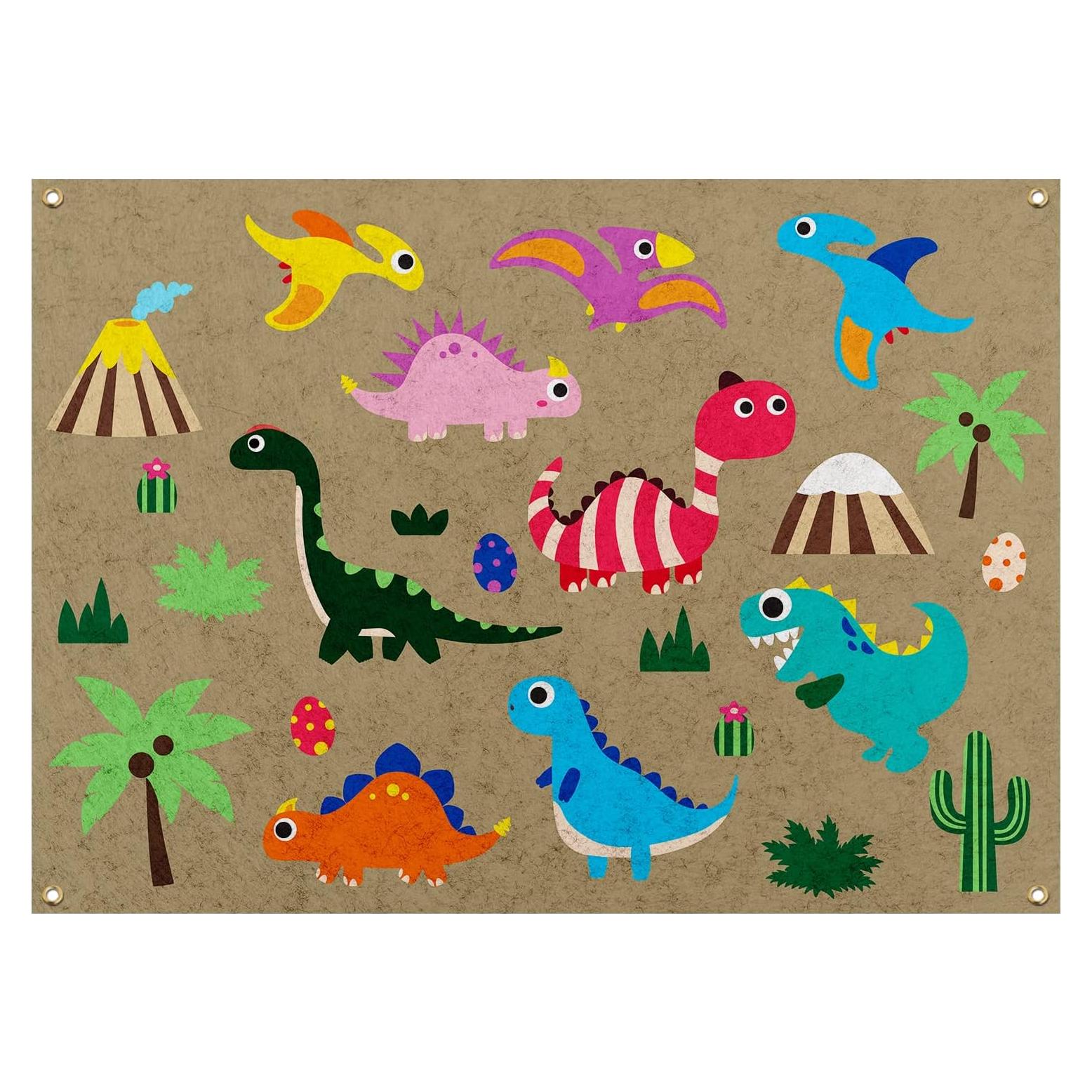 Tablero de Fieltro PLIGREAT Dinosaurios 74.93x104.88 cm