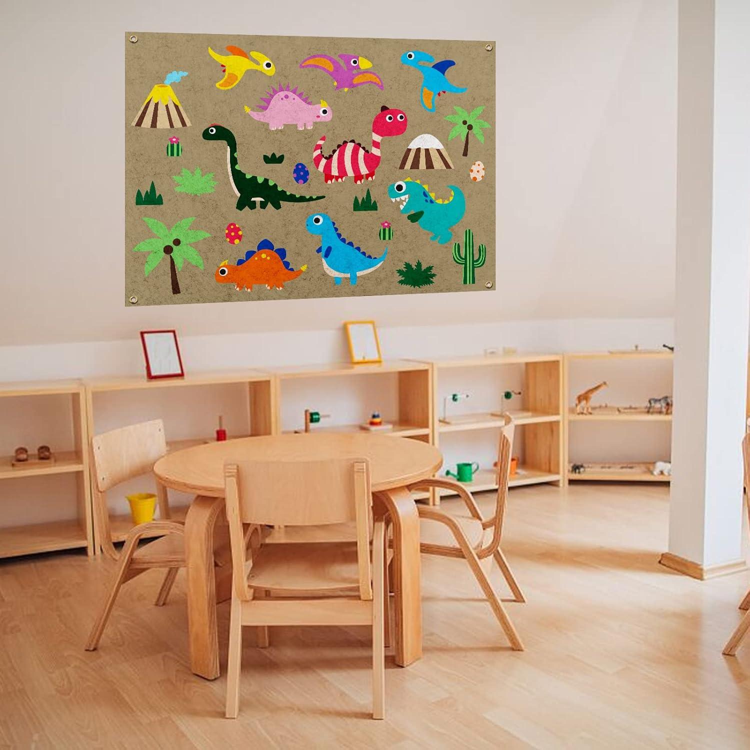 Tablero de Fieltro PLIGREAT Dinosaurios 74.93x104.88 cm