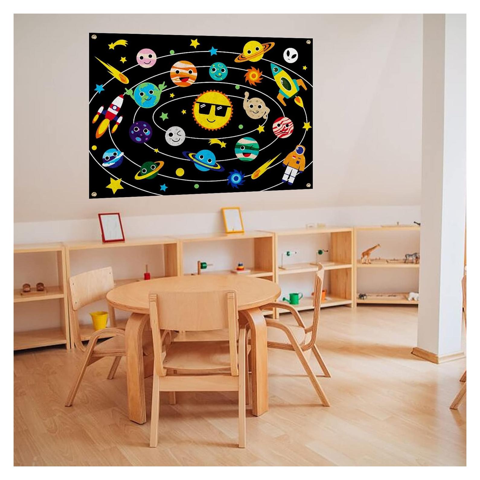 Tablero Fieltro PLIGREAT Sistema Solar 75x105 cm Educativo