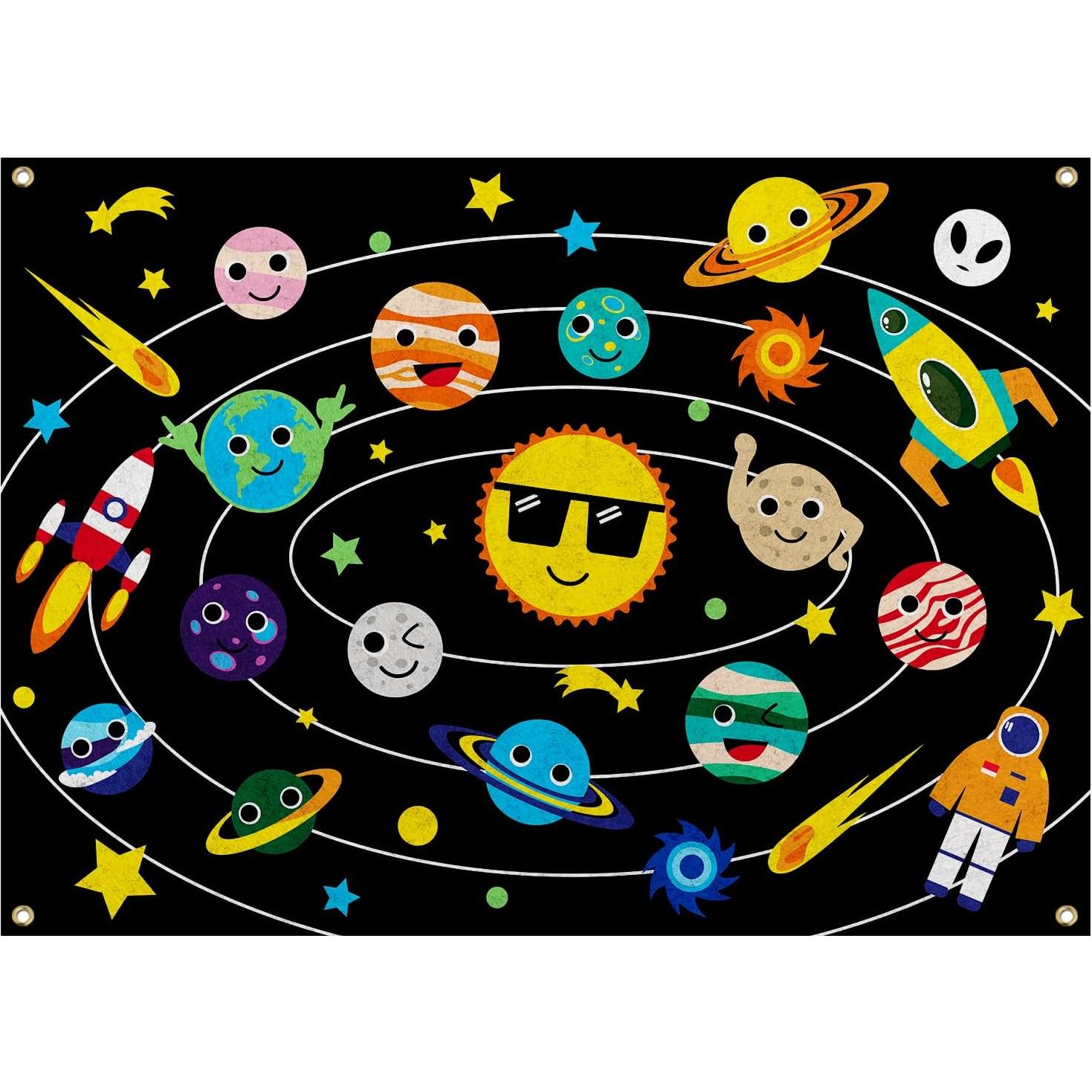 Tablero Fieltro PLIGREAT Sistema Solar 75x105 cm Educativo