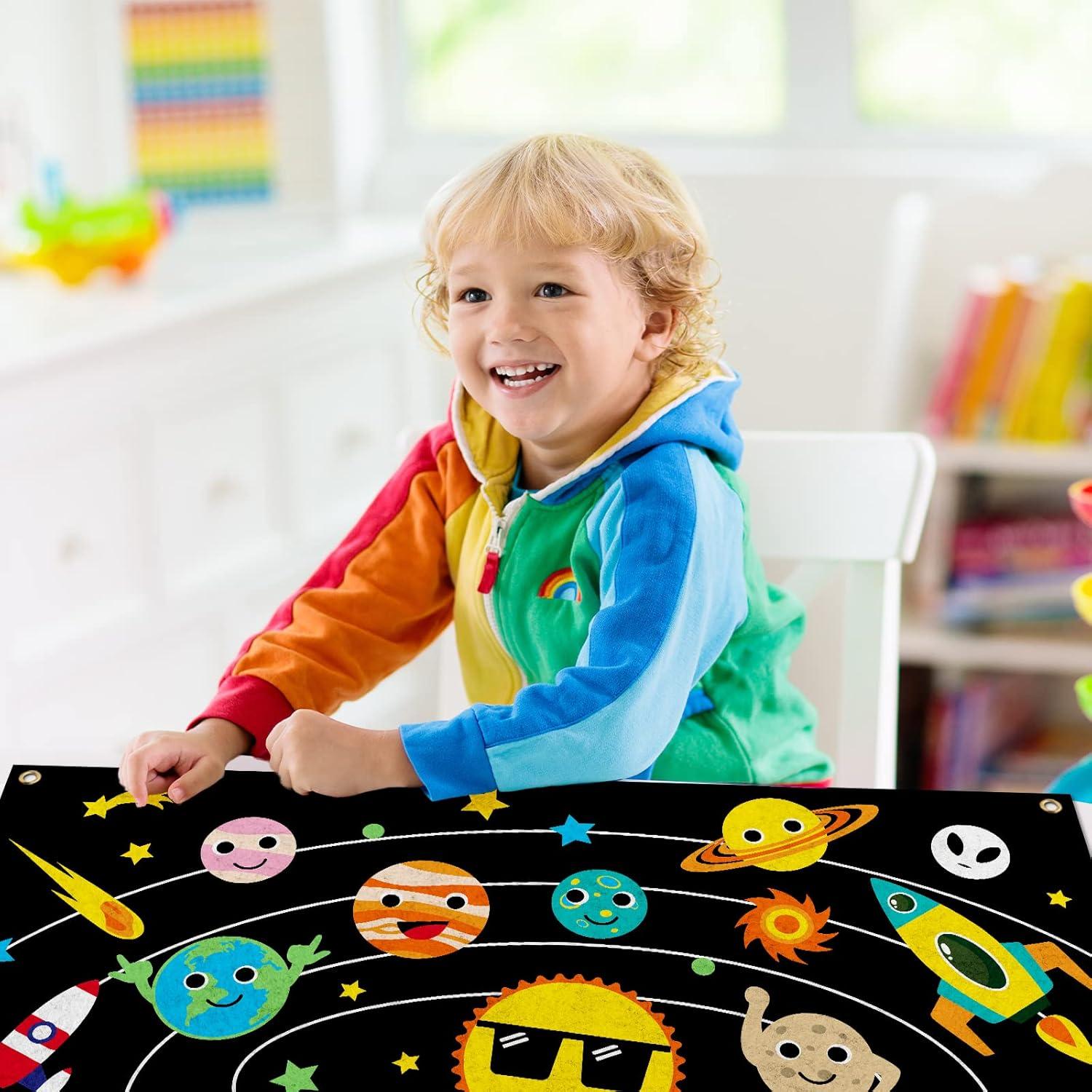 Tablero Fieltro PLIGREAT Sistema Solar 75x105 cm Educativo