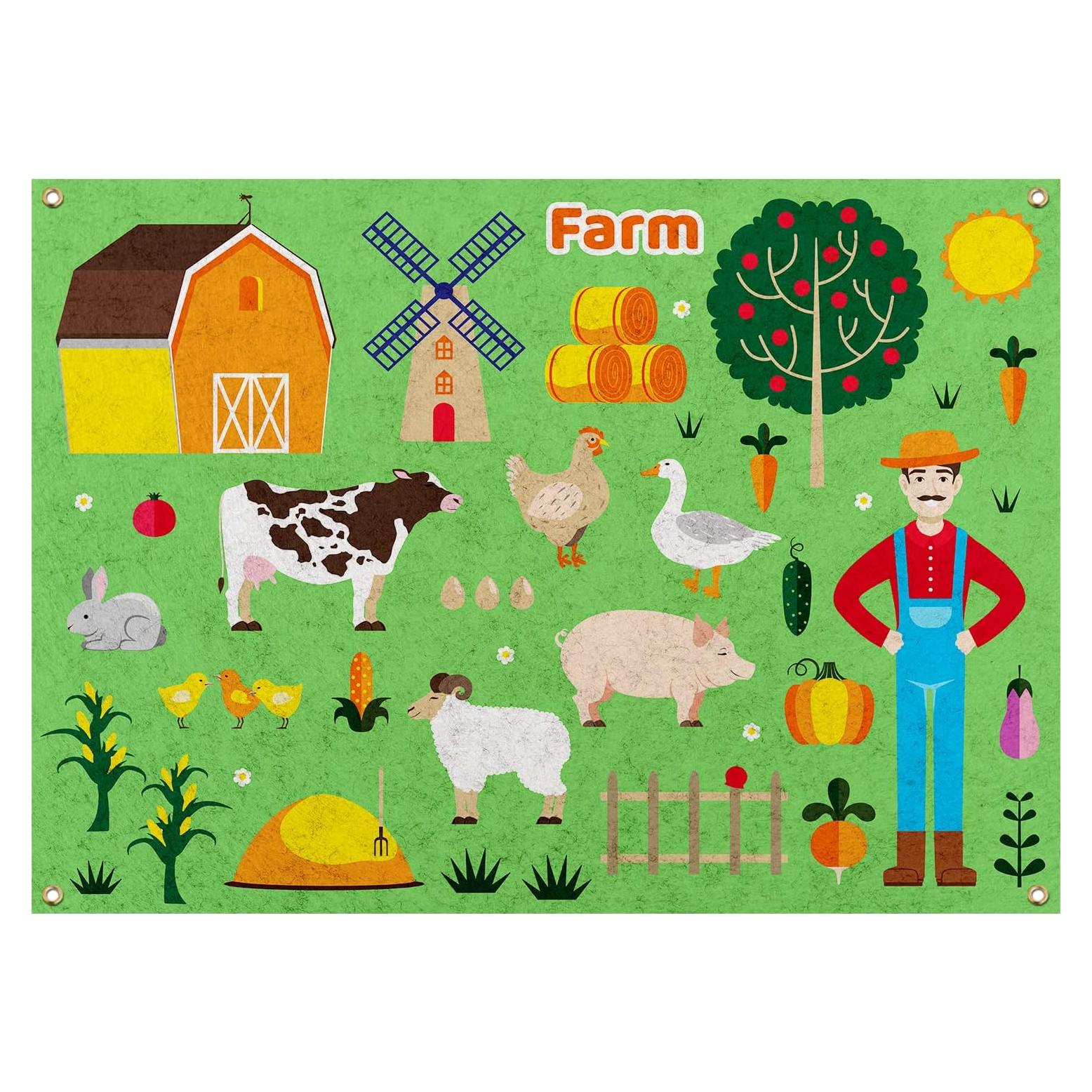 Tablero de Fieltro PLIGREAT de Granja 43 Piezas 105x75 cm