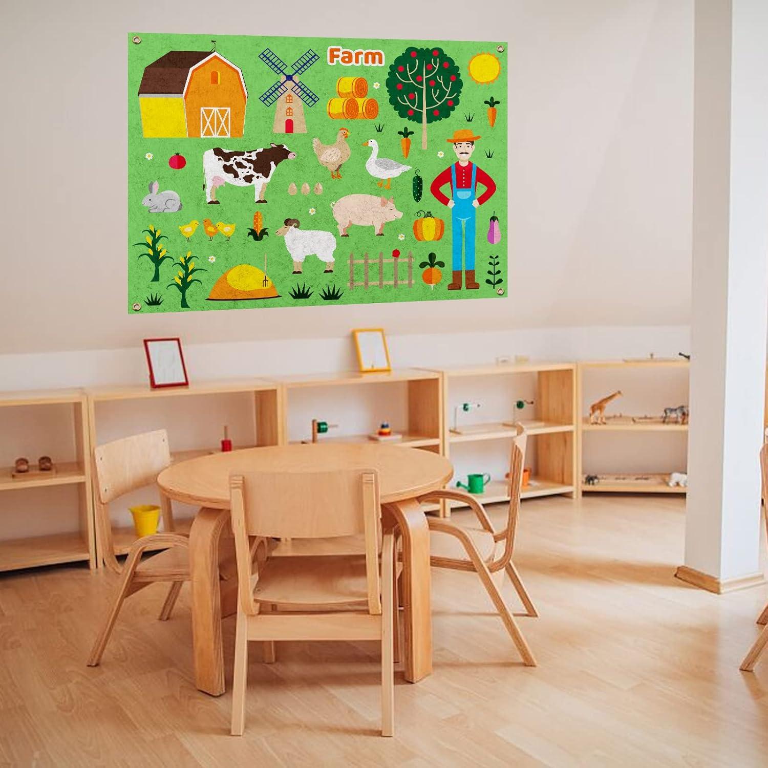 Tablero de Fieltro PLIGREAT de Granja 43 Piezas 105x75 cm