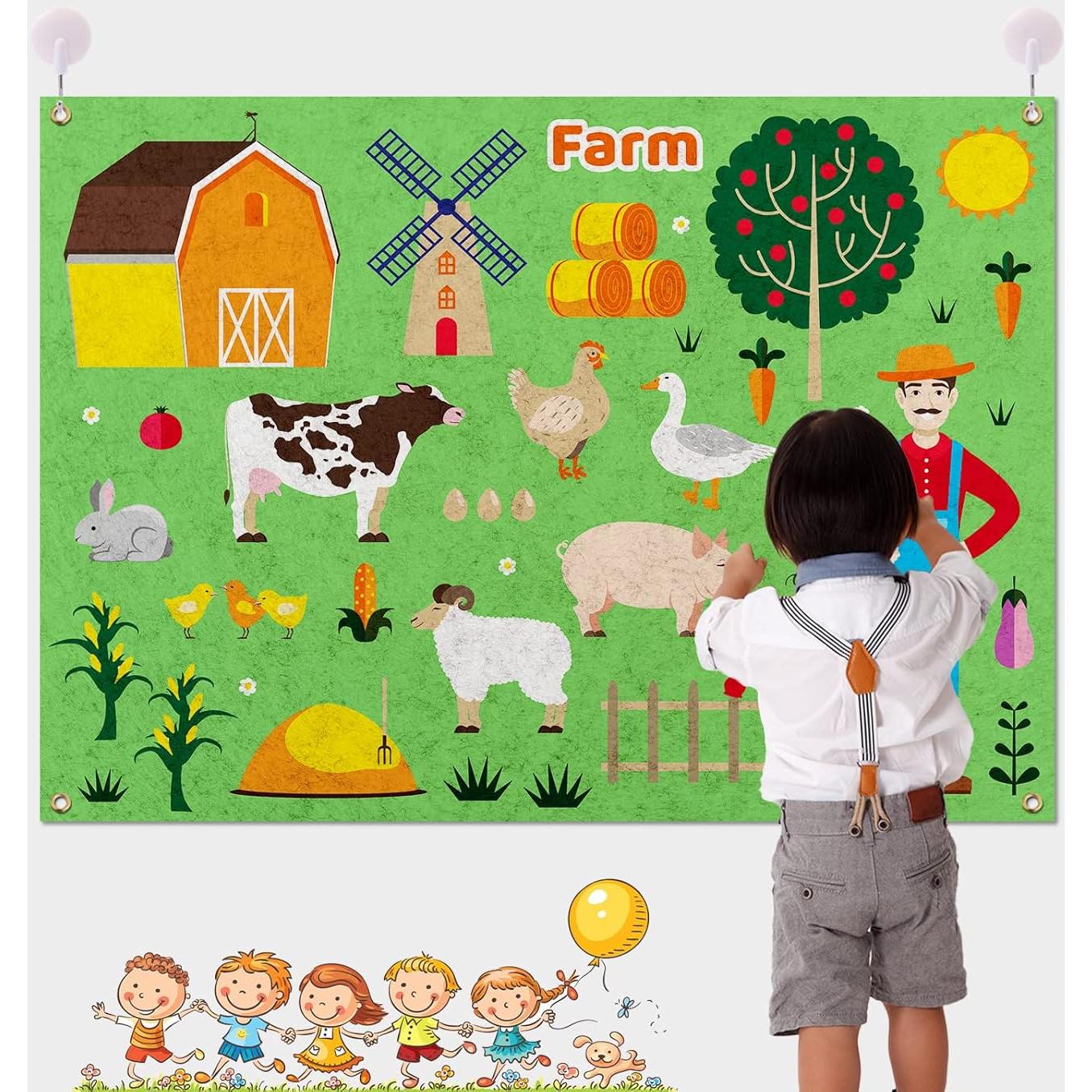 Tablero de Fieltro PLIGREAT de Granja 43 Piezas 105x75 cm