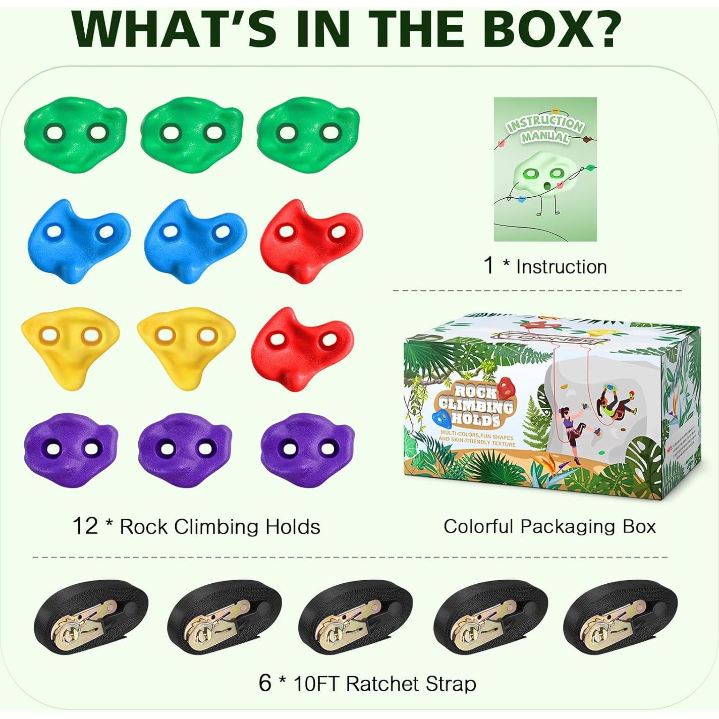 Agarraderas de Escalada TOPNEW para Árbol Ninja - 12 Piezas