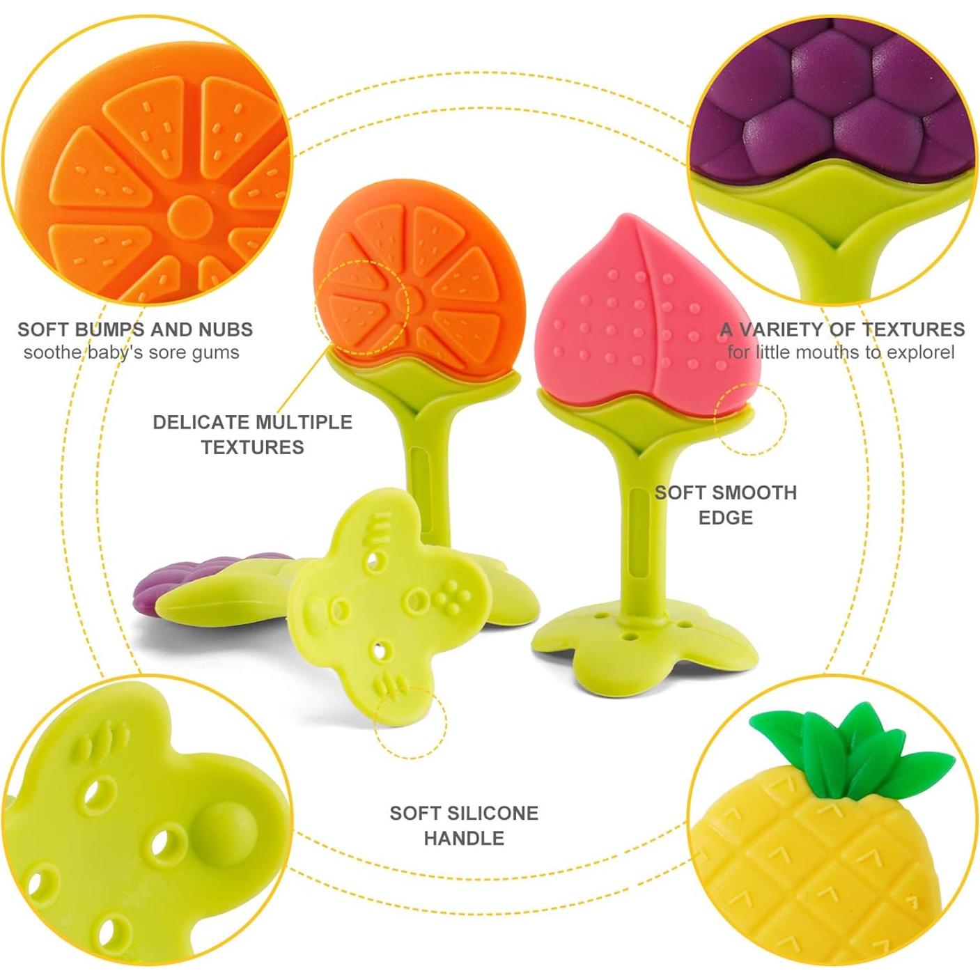 Juguetes de Dentición NASHRIO para Bebés - Silicona BPA Libre, 5 Piezas