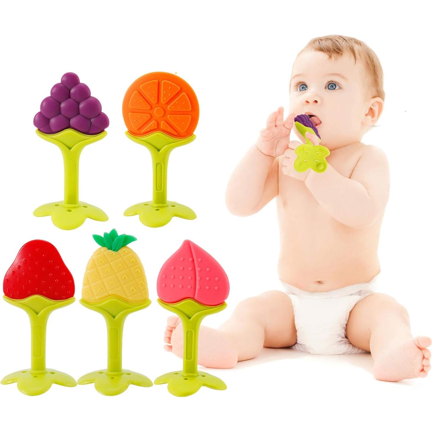 Juguetes de Dentición NASHRIO para Bebés - Silicona BPA Libre, 5 Piezas