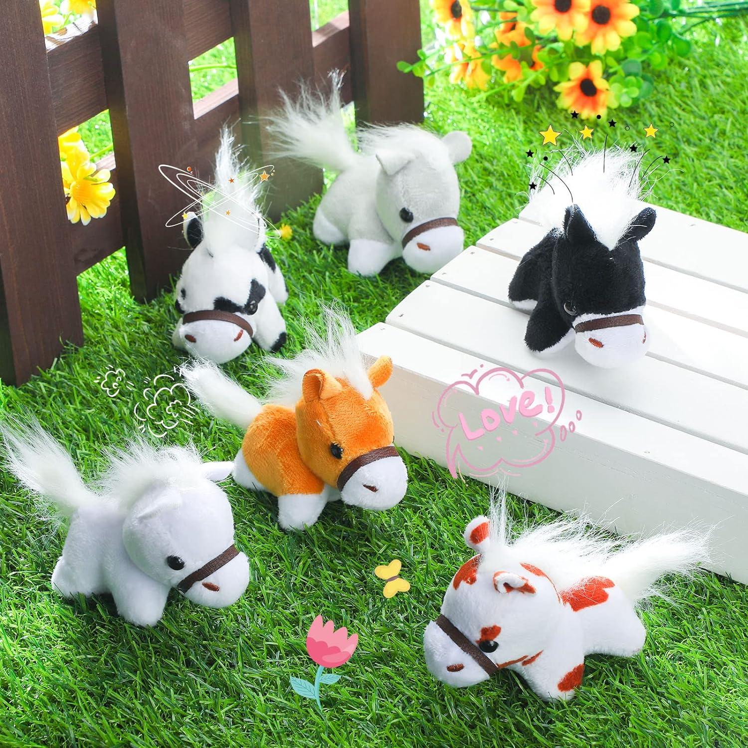 24 Mini Caballos de Peluche Aoriher 8 cm para Fiesta Temática