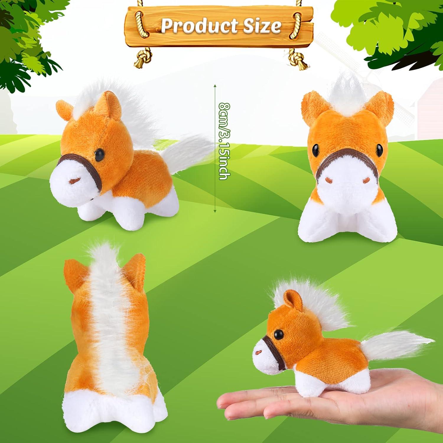 24 Mini Caballos de Peluche Aoriher 8 cm para Fiesta Temática
