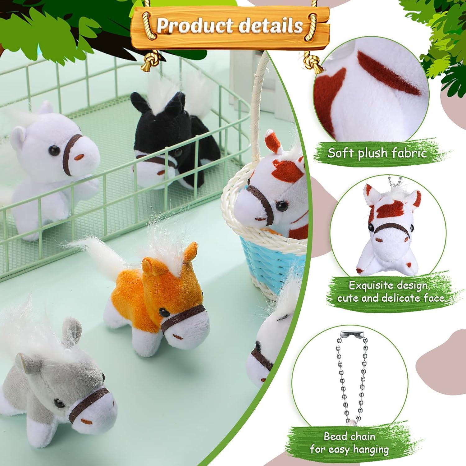 24 Mini Caballos de Peluche Aoriher 8 cm para Fiesta Temática
