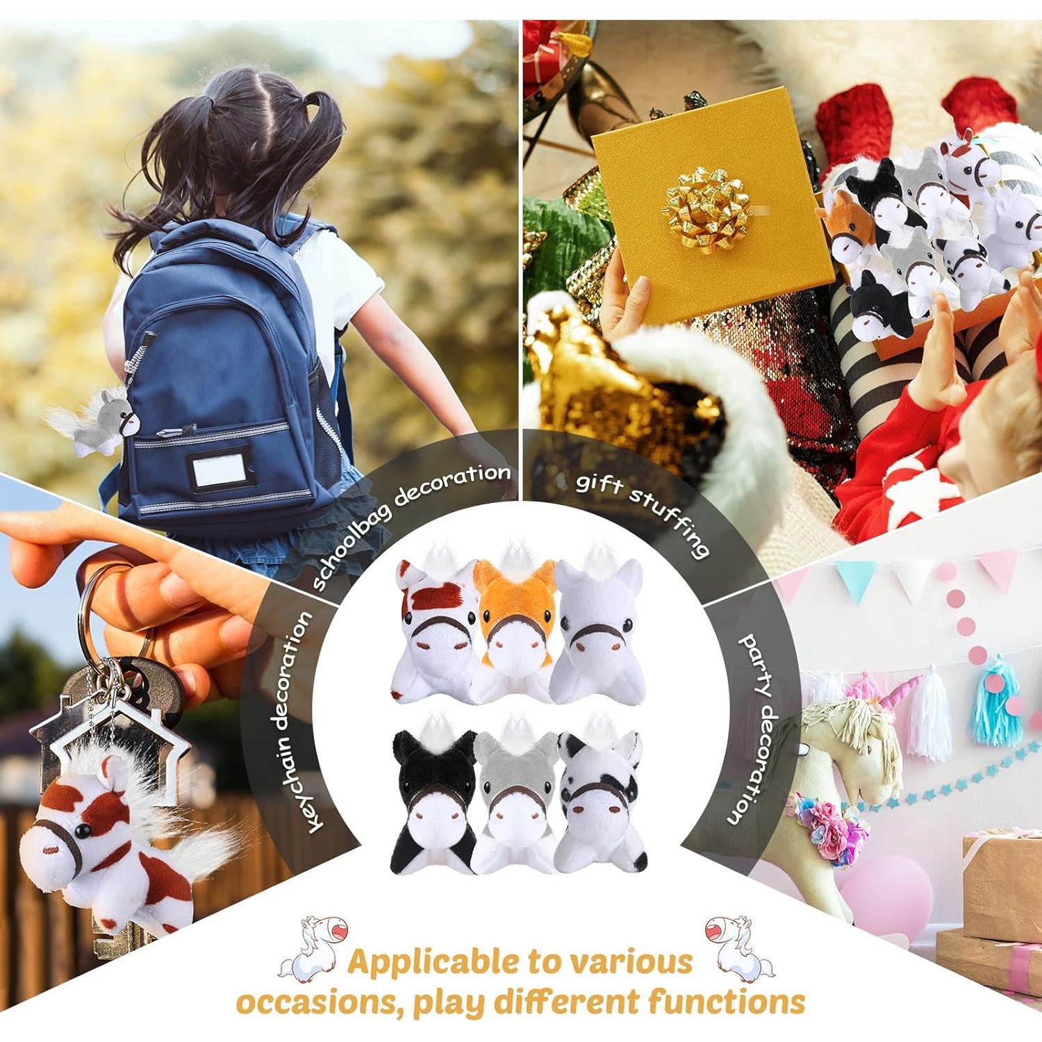 24 Mini Caballos de Peluche Aoriher 8 cm para Fiesta Temática