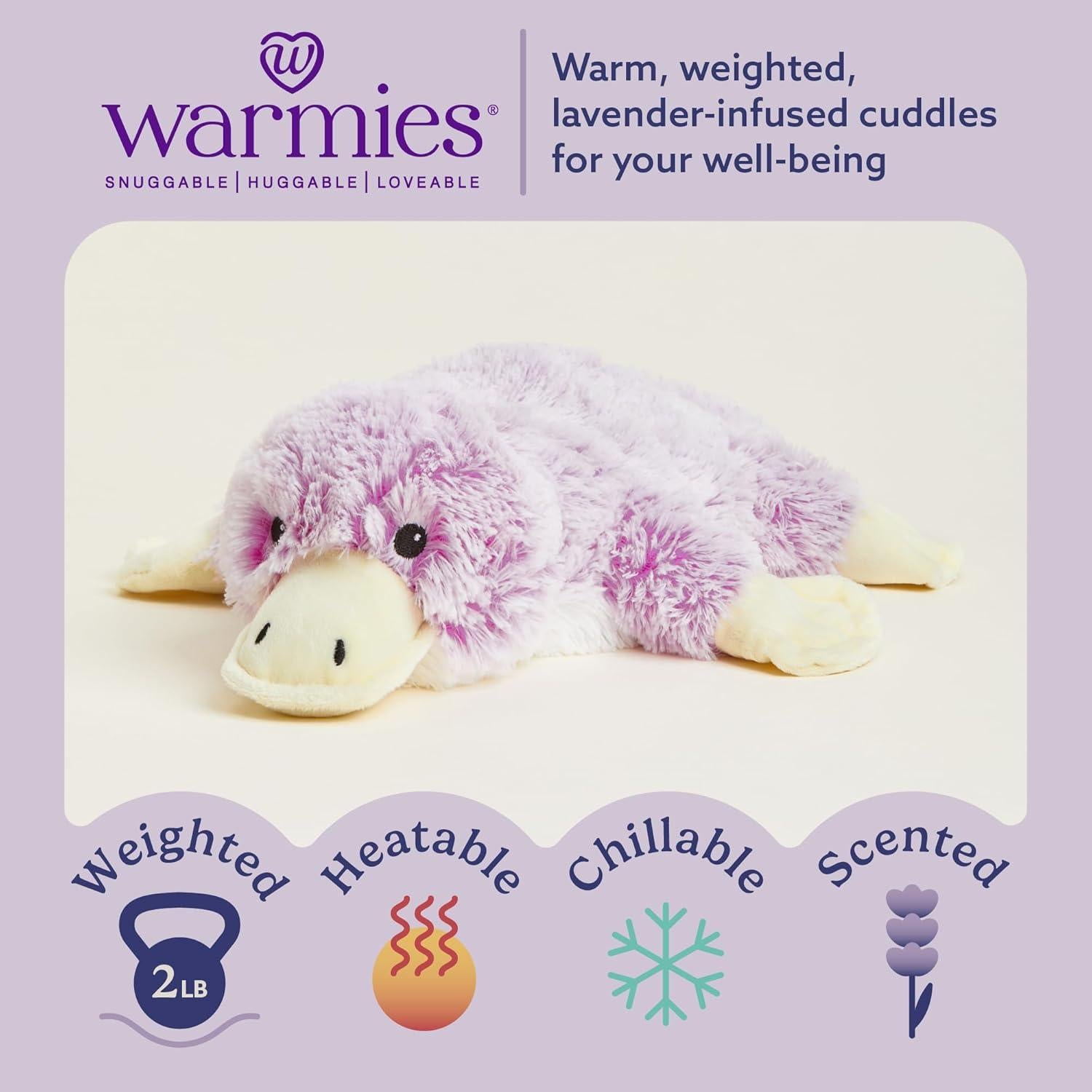 Microwavable & Weighted Stuffed Animals, Platypus - Heated Stuffed Animal Plushie for Warmth & Comfort - Cute Soft Plush Toys for Adults & Children (Boys, Girls, Babies & Toddlers)