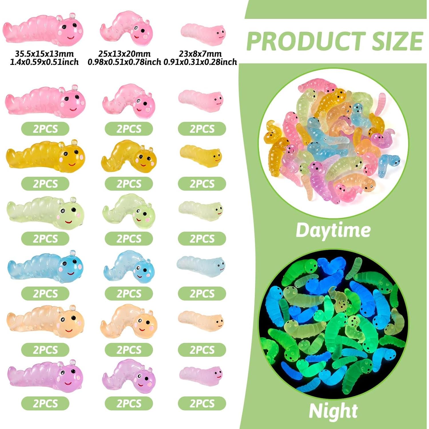 Adornos de Gusano de Resina Luminosa Cheriswelry 36pcs