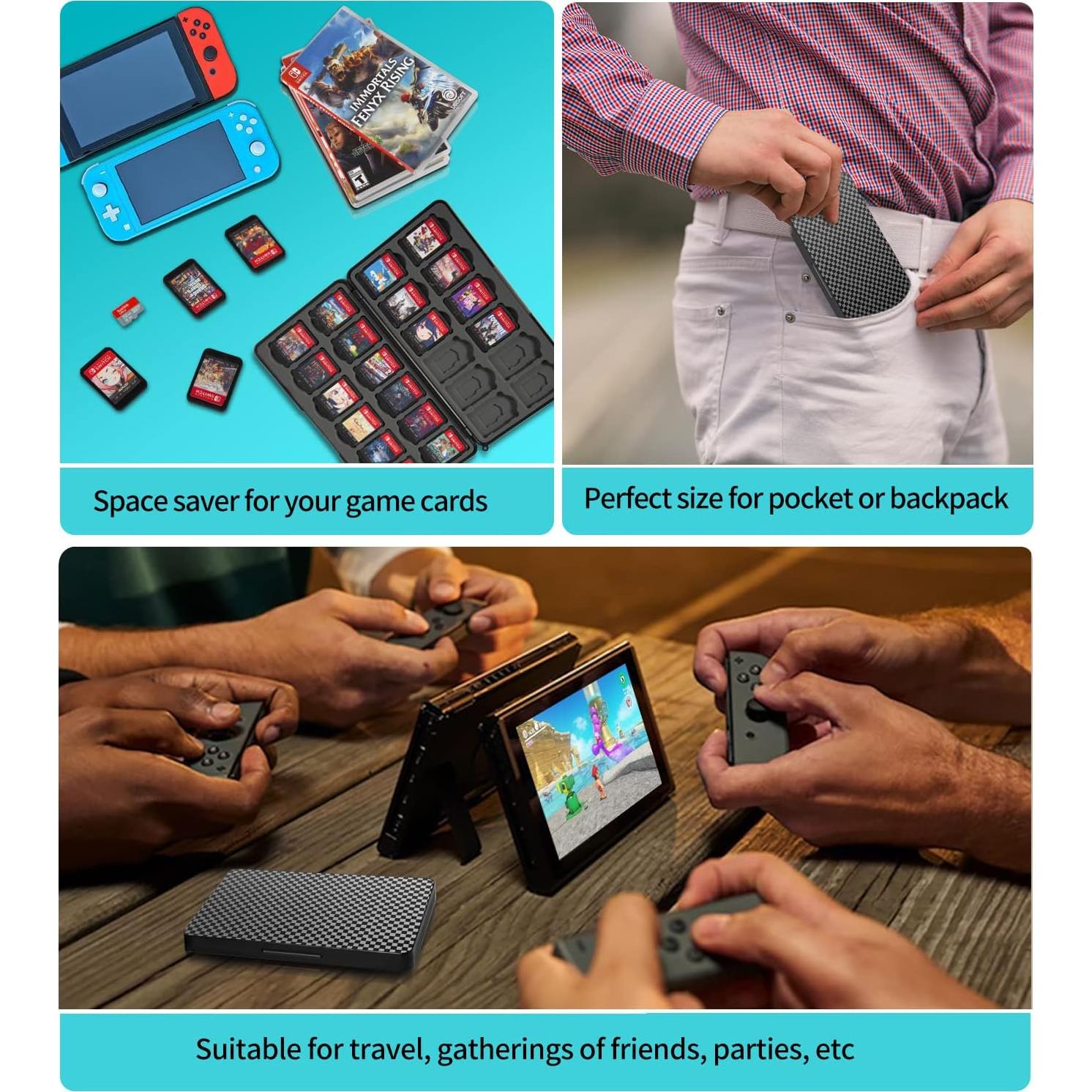 Soporte para Juegos de Switch MOSAHOLL con 24 Ranuras y Cierre Magnético