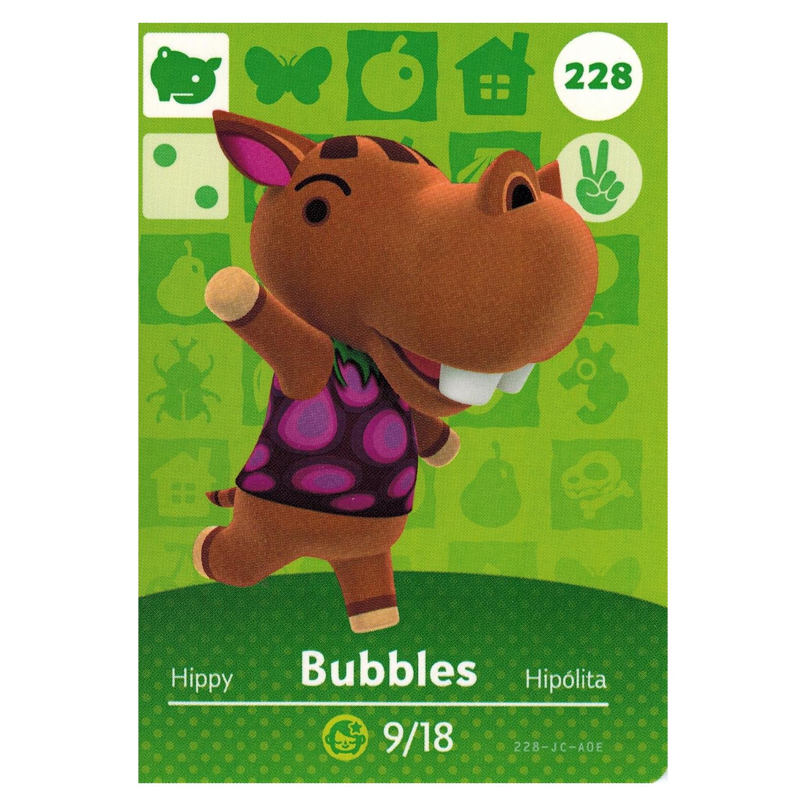 Tarjeta Amiibo Bubbles 228/300 Nintendo Animal Crossing