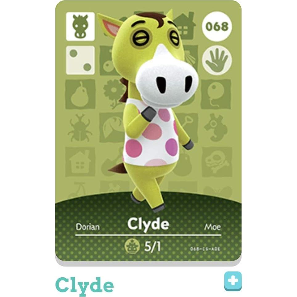 Nintendo Animal Crossing Happy Home Designer Amiibo Card 68 Clyde 068/100