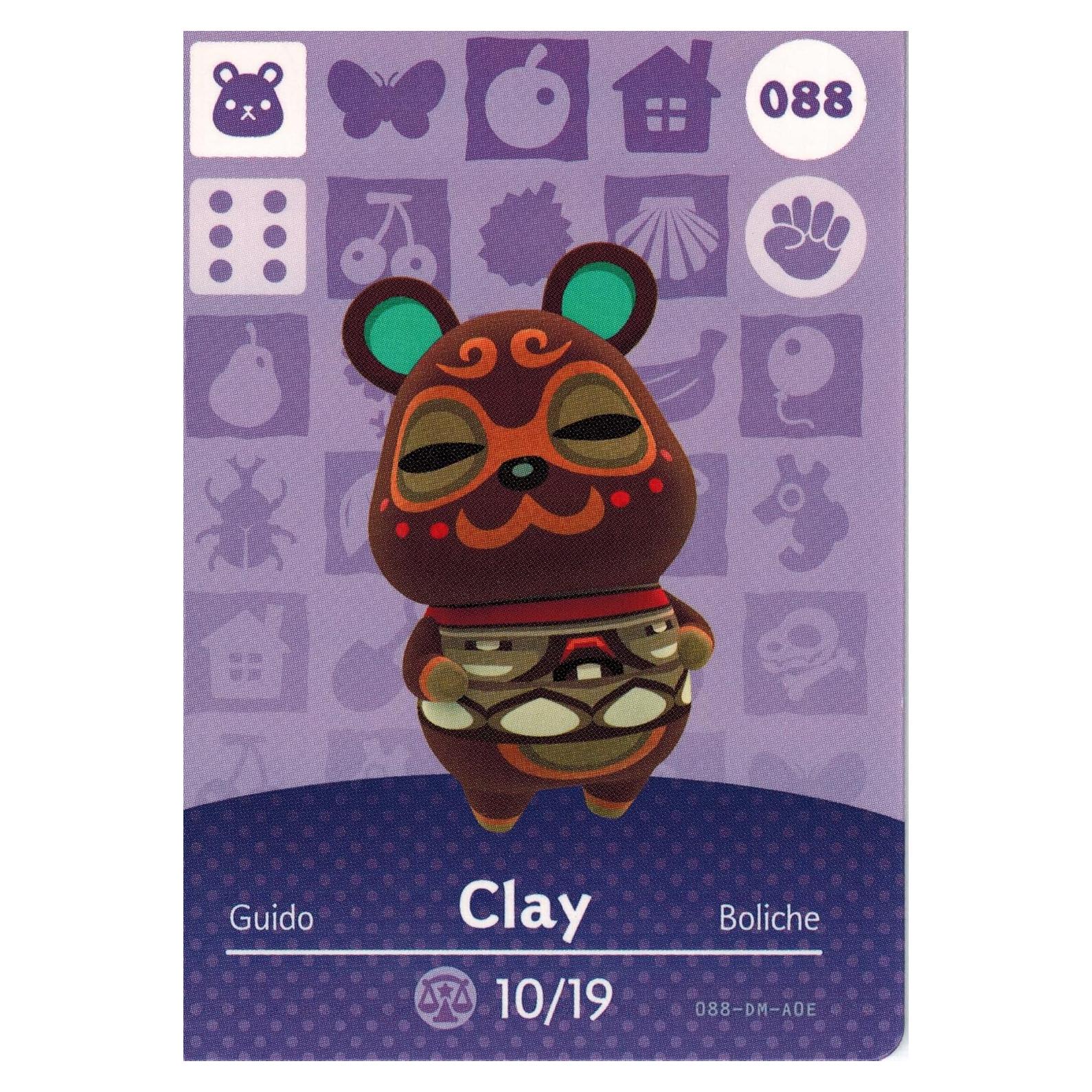 Tarjeta Amiibo Clay 088/100 Animal Crossing Nintendo