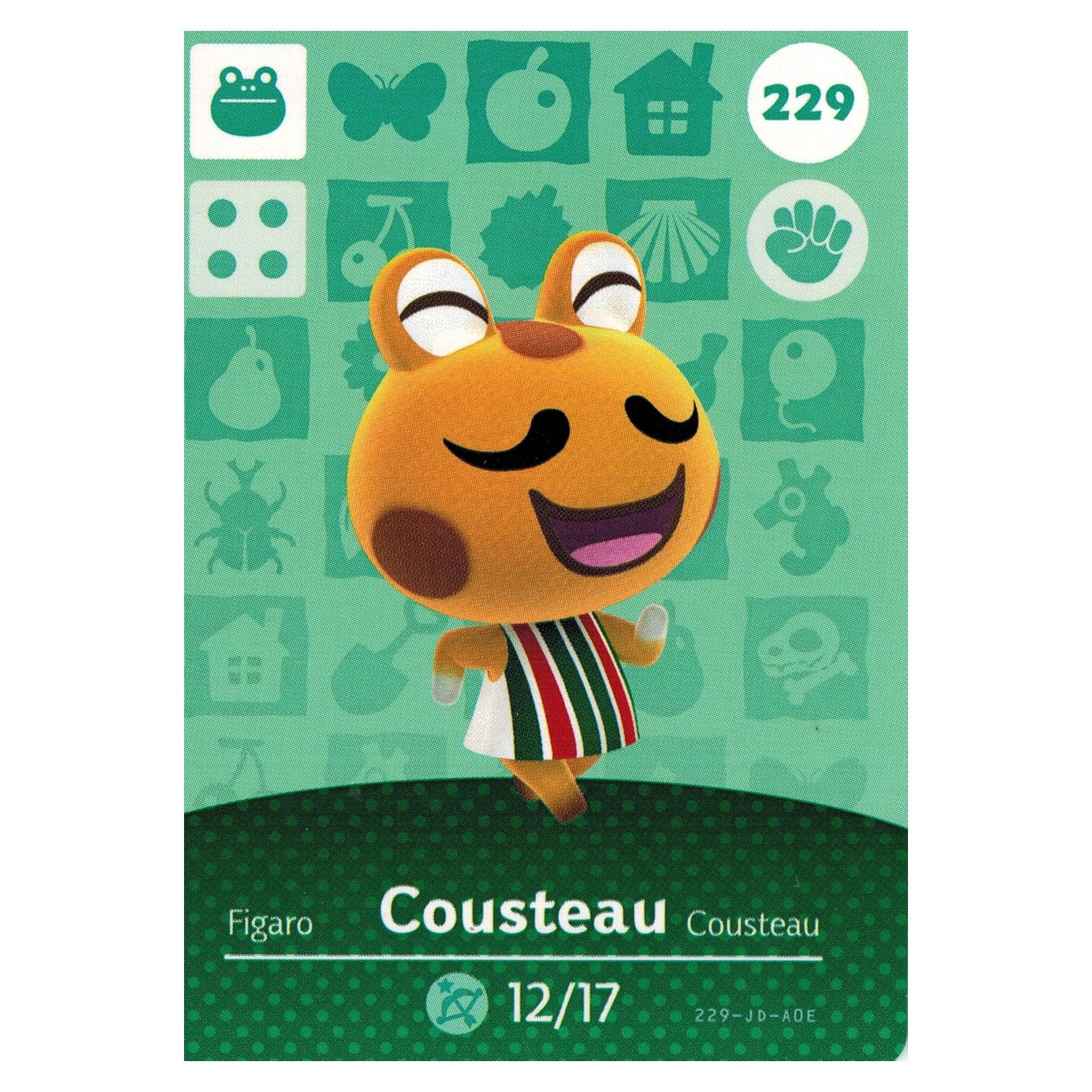 Tarjeta Amiibo Cousteau 229/300 Nintendo Animal Crossing