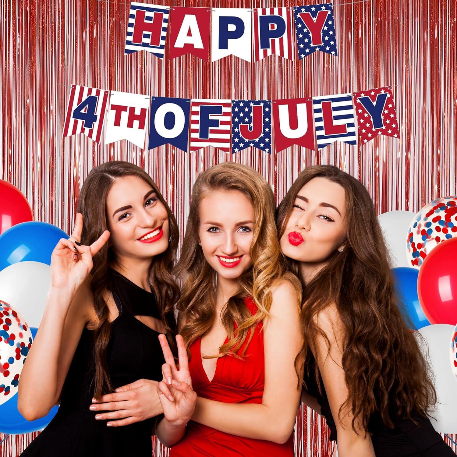 Cortinas de Flecos de Papel de Aluminio Rojo Melsan - 2 Piezas 0.97x2.44m