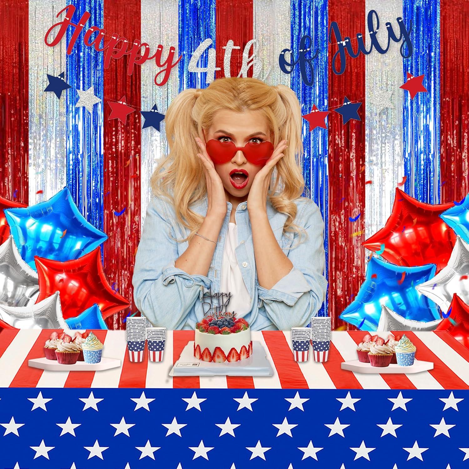 Cortinas de Flecos de Papel de Aluminio Rojo Melsan - 2 Piezas 0.97x2.44m