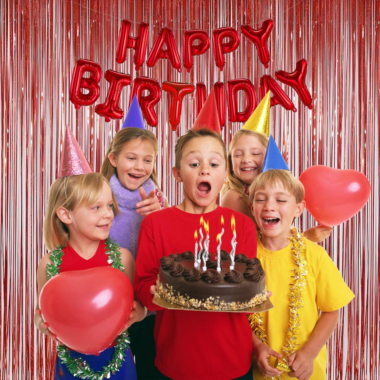 Cortinas de Flecos de Papel de Aluminio Rojo Melsan - 2 Piezas 0.97x2.44m